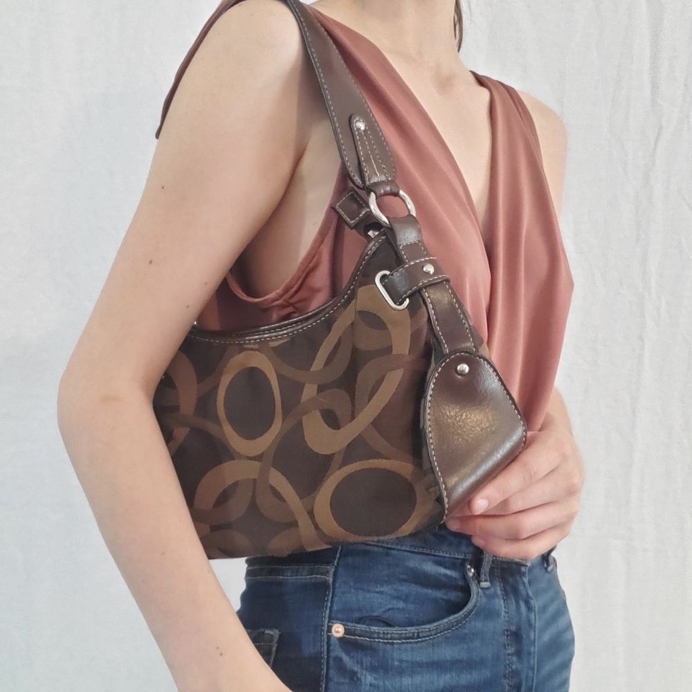 Brown y2k geometric shoulder bag
